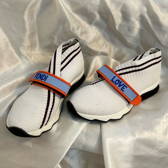 Fendi Knit Fabric Strap Closure Stretchy Sneakers - Picture 2 of 9